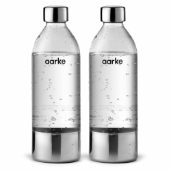 Aarke 2er-Pack PET-Flaschen für Wassersprudler Carbonator 3, BPA-frei mit Details in Edelstahl, 1000ml 1000 ml Modern Angebot bei HelloDeals