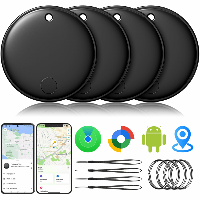2026 Air Tracker Smart Tag für Android & iOS-4er Pack, Neu Dual-System Bluetooth Tracker kompatibel mit Apple Wo ist? & Android Google Find Hub, Schlüsselfinder für Schlüssel/Geldbörse/Fahrrad/Koffer Schwarz*4 Angebot bei HelloDeals
