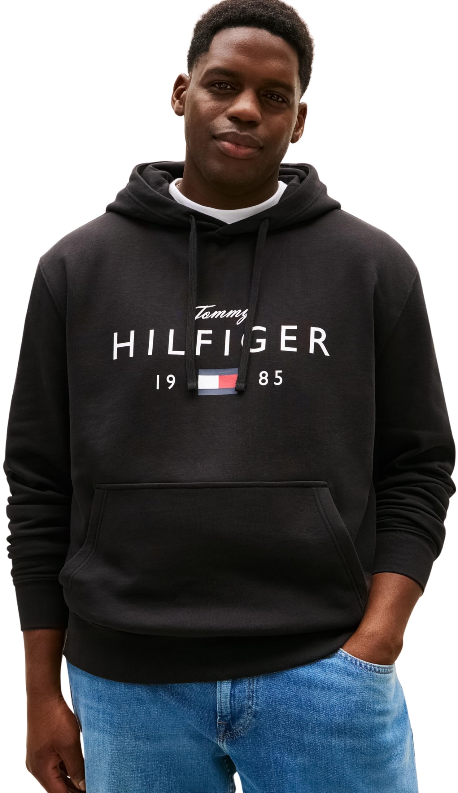 Tommy Hilfiger Herren Bt-brndlove Big Hilfiger Hoody-b Mw0mw42997 Kapuzenpullover 3XL Große Größen Black (Black) Angebot bei HelloDeals