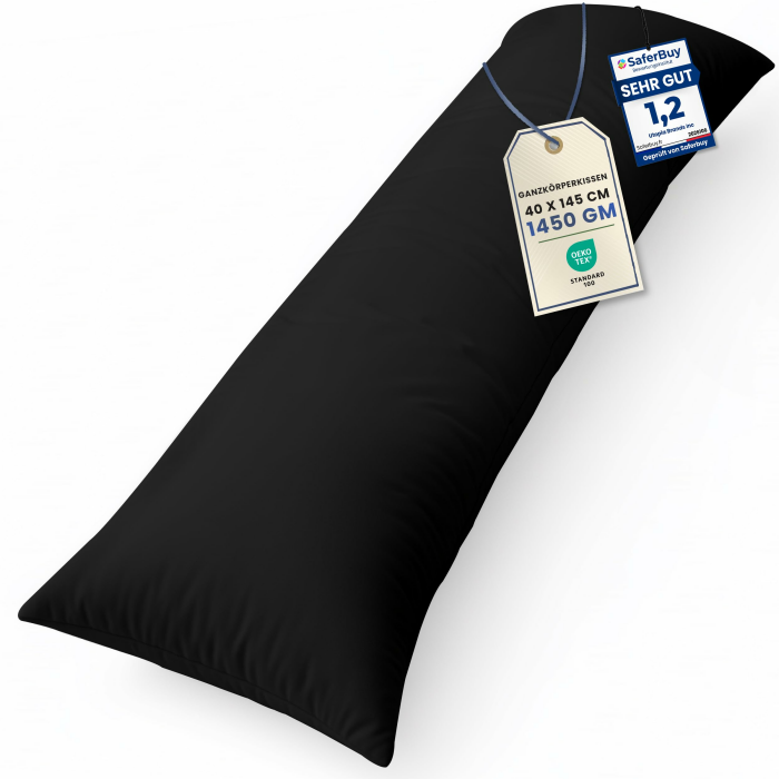 Utopia Bedding Nackenkissen, 40x145 cm Ganzkörperkissen, weiche Hohlfaserfüllung, langes Schwangerschaftskissen zur Unterstützung der Mutterschaft und für Seitenschläfer (Schwarz) 40x145 cm Schwarz Angebot bei HelloDeals