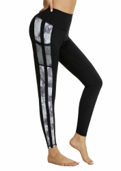 Flatik Sport Leggings Damen mit Taschen，Blickdicht Leggings Jogginghose Damen Fitnesshose Laufende Leggings XXL Schwarz / Gedruckt Angebot bei HelloDeals