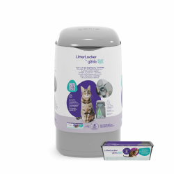 Litter Genie Easy Roll, verbesserte Version vom LitterLocker Katzenstreu-Eimer, jetzt mit bequem abreißbaren Beuteln, größere Einfüllöffnung, neues modernes Design Grau 26,04 x 26,04 x 47,32 cm Angebot bei HelloDeals
