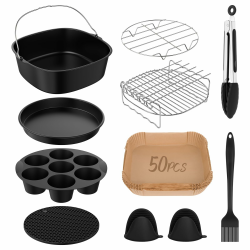 11-Teiliges Mit COSORI Turboblaze Zubehör 6L Airfryer XXL 5,5L 6,4L,BPA-frei COSORI Turbo Tower Pro Smart 10,8L Double Stack Heißluftfritteuse Zubehör für Philips Airfryer XXL,Ninja MAX PRO AF180EU Schwarzes Angebot bei HelloDeals