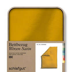 schlafgut Woven Satin Bettwäsche 135x200cm Bettdecke Bezug einzeln, Yellow Deep Uni in Hotelqualität mit 100% Baumwolle Yellow Deep 135-140x200 Angebot bei HelloDeals