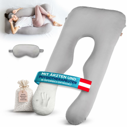 DAS ORIGINAL Seitenschläferkissen – EXTRA Memory Foam Füllung individuell anpassbar | inkl. 100% Soft Cotton Bezug & Schlafmaske | Schwangerschaftskissen | Stillkissen | Kuschelkissen Angebot bei HelloDeals
