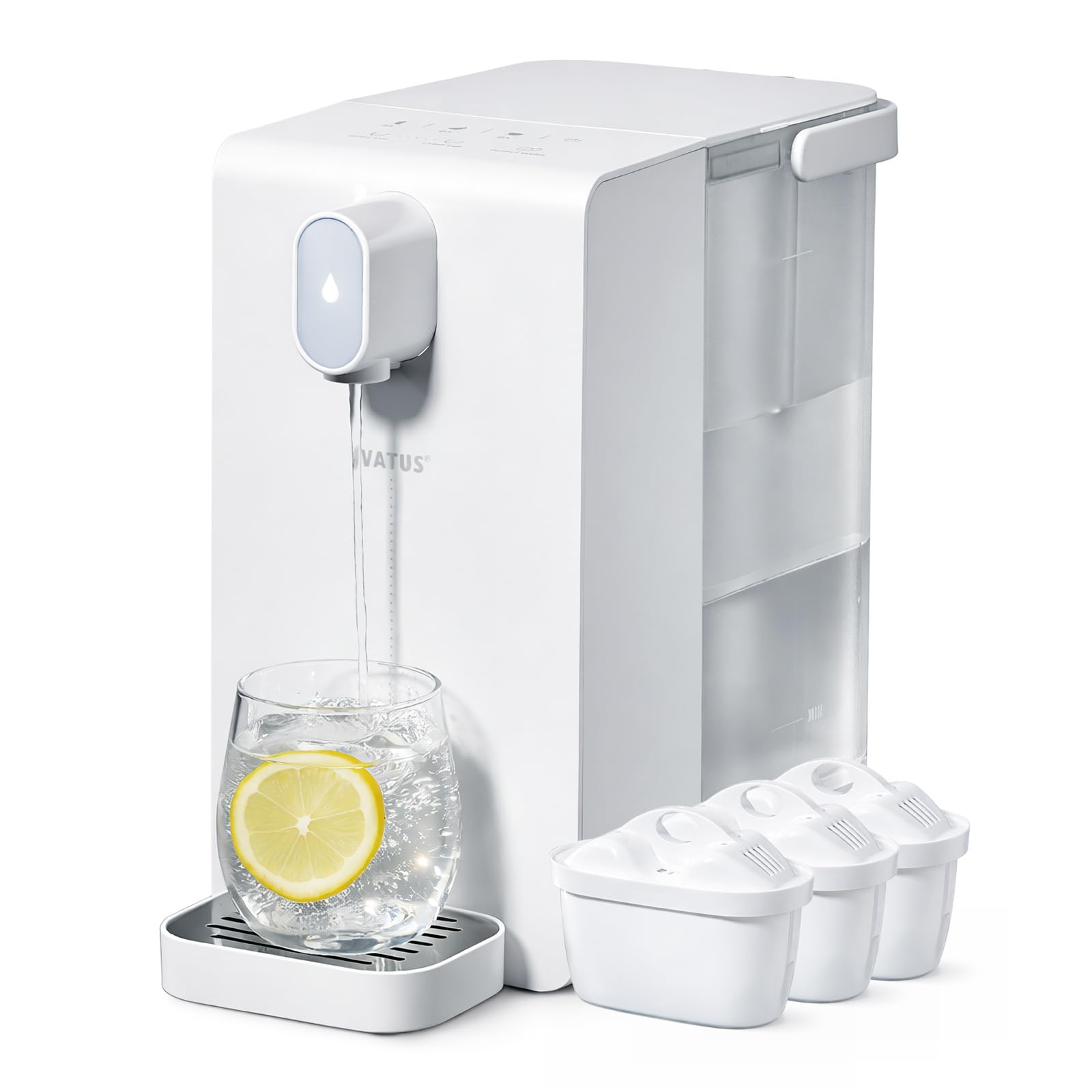 Heißwasserspender, Instant-Wasserspender, Wasserspender mit Filterung und Heizung, Enthält 3 Filterpatronen. Filtern Sie Wasser, um Kalk, Chlor, Blei und Kupfer im Leitungswasser zu reduzieren Angebot bei HelloDeals