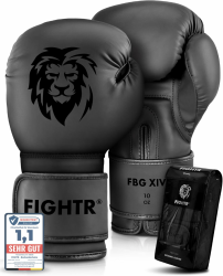 FIGHTR® Boxhandschuhe - Maximaler Schutz & Stabilität | Box Handschuhe für Boxen, MMA, Muay Thai & Kickboxen | Größen 8-16 oz, inkl. Tragetasche All Black 16 oz Angebot bei HelloDeals