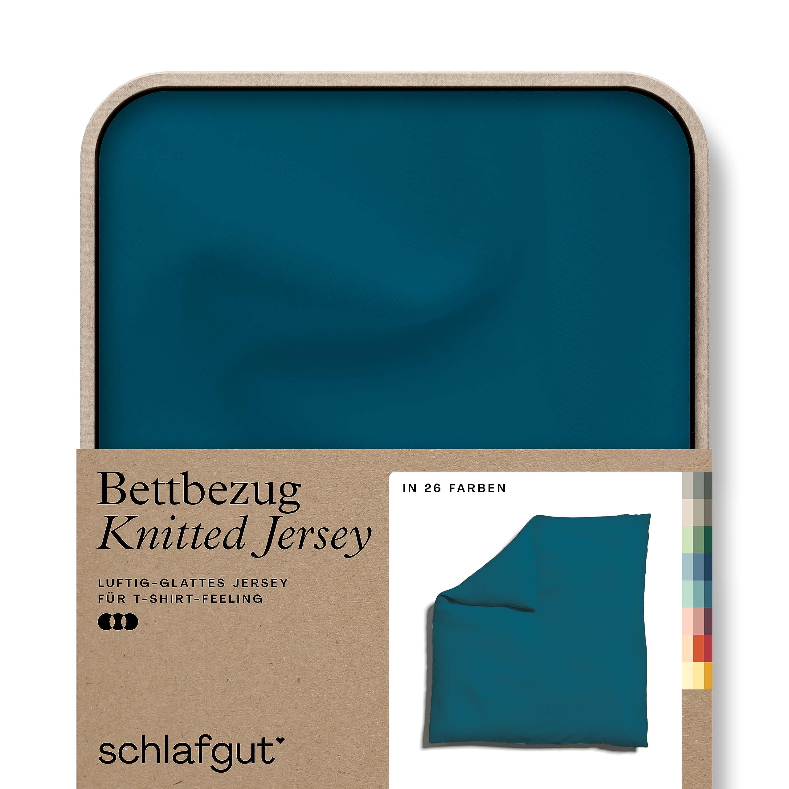 schlafgut Knitted Jersey Bettwäsche 200x200cm Bettdecke Bezug einzeln, Petrol Deep Uni, weich und faltenfrei mit Elasthan Tiefes Petrol 200x200 Angebot bei HelloDeals