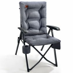 EVER ADVANCED Campingstuhl Faltbar Rückenverstellbar in 4 Positionen bis 150 KG Klappstuhl 6cm Dicke Gepolstert mit Seitentasche Getränkhalter Gartenstuhl Hohe Lehne Angelstuhl für Camp Garten Balkon Grau 1 pcs Angebot bei HelloDeals