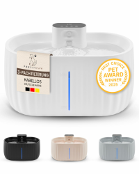 Pretty Paw Katzenbrunnen Kabellos mit Bewegungsmelder - Trinkbrunnen für Katze mit 45 Tagen Akku - Wasserbrunnen für Katzen mit Filter & 3 Liter Wassertank - Aqua Sense (Weiß) Weiß 3L Angebot bei HelloDeals