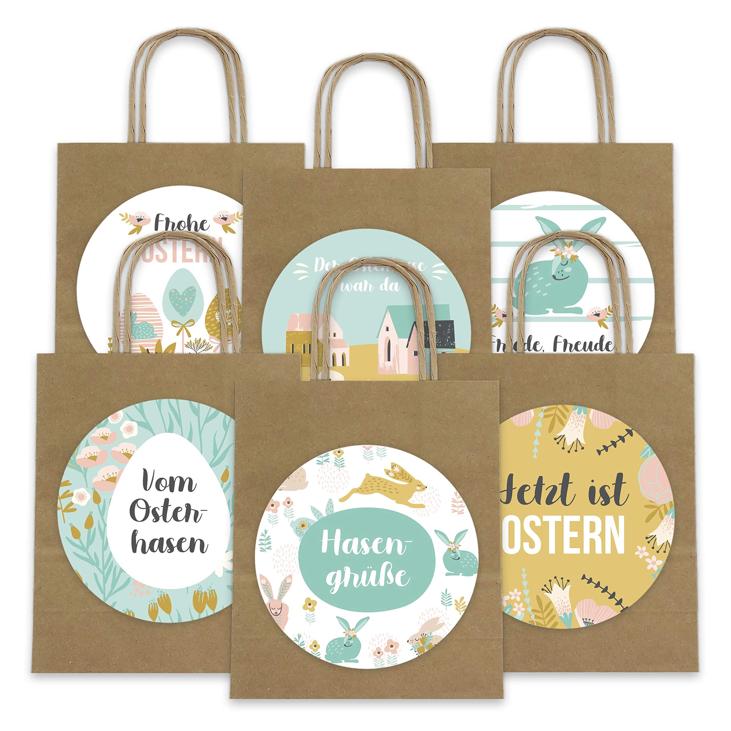 Papierdrachen XXL Geschenktüten für Kinder zu Ostern - Osterdeko - Kreatives Osternest mit 6 Papiertüten und XXL Sticker (14cm) in türkis - Set Nummer 11 Angebot bei HelloDeals