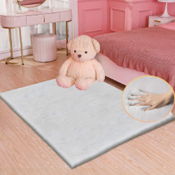 Teppich Schlafzimmer Grau Fellteppich Kunstfell 90x150 cm Flauschiger Teppich Wohnzimmer Kinderzimmer Weich Bettvorleger Waschbar Rechteckig 90 x 150 cm (Rechteckig) Grau Angebot bei HelloDeals