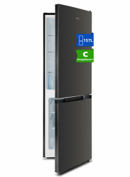 CHIQ Kühl-Gefrierkombination 157L(109L/48L), EEK C,121 kWh/Jahr| 144 cm H, 50cm B, Verstellbare Tür| 4-Sterne Gefrieren, 39dB, Kühlschrank mit Gefrierfach Schwarz, LED-Licht, CBM157LC 144cm | 157L C Angebot bei HelloDeals