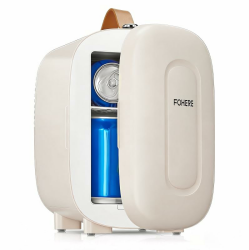 FOHERE Mini Kühlschrank 5 Liter /6 Dosen, Kühlung und Erwärmung, 220V AC/12V DC Thermoelektrische, Getränke & Skincare Mini-Kühlschrank für Schlafzimmer, Auto, Schlafsäle, Büro Schreibtisch, Weiß Angebot bei HelloDeals