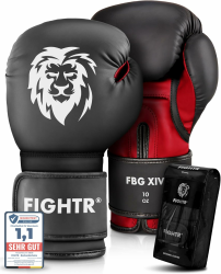 FIGHTR® Boxhandschuhe - Maximaler Schutz & Stabilität | Box Handschuhe für Boxen, MMA, Muay Thai & Kickboxen | Größen 8-16 oz, inkl. Tragetasche Schwarz / Rot 10 oz Angebot bei HelloDeals