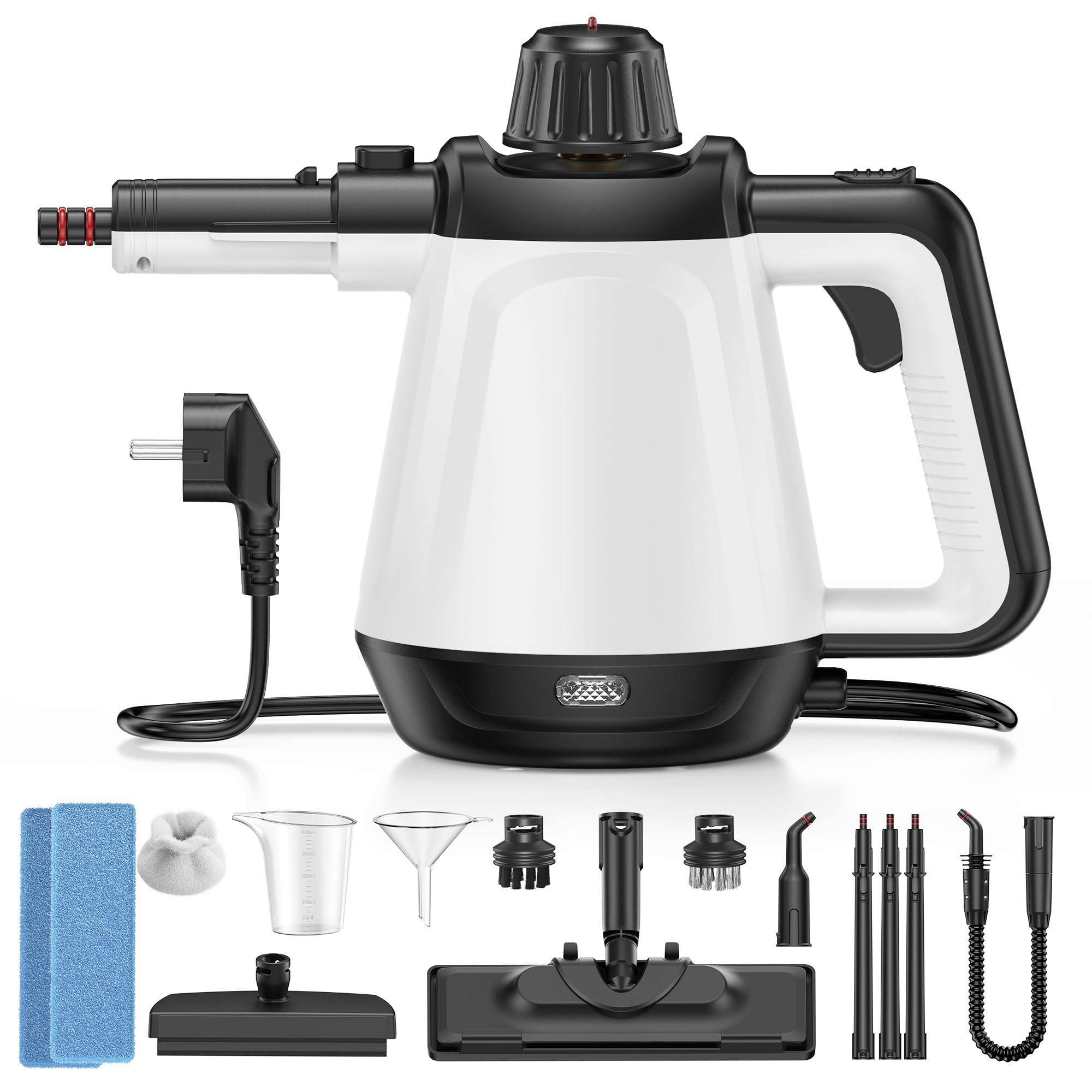 Dampfreiniger, Handdampfreiniger mit 12 Zubehörteilen, 350 ml Wassertank und 3,5 Bar Dampfdruck, Chemiefreier Haushaltsdampfreiniger für Zuhause, Küche, Bad, Fenster, Böden und Auto Weiß Angebot bei HelloDeals