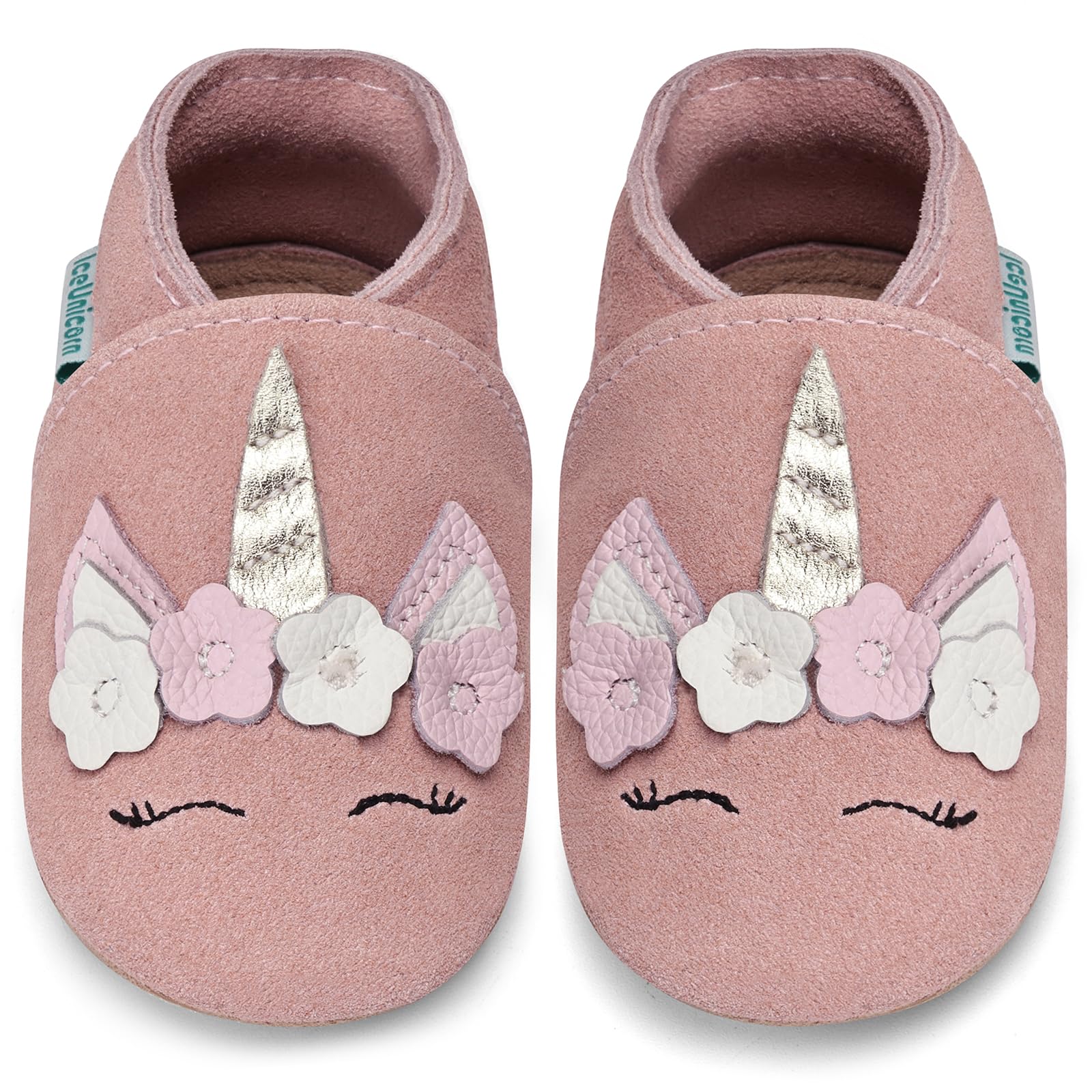 IceUnicorn Lauflernschuhe Baby Krabbelschuhe Lederschlappen Babys Jungen Mädchen Weicher Lederpuschen 12-18 Monate Hellrosa Einhorn Angebot bei HelloDeals