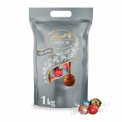 Lindt Schokolade | LINDOR Beutel Silber Mischung | 1 kg Beutel | 80 Kugeln mit zartschmelzender Füllung in den Sorten Milch, 70%, Salted Caramel, Double Chocolate | Schokoladen-Geschenk zum Teilen Angebot bei HelloDeals