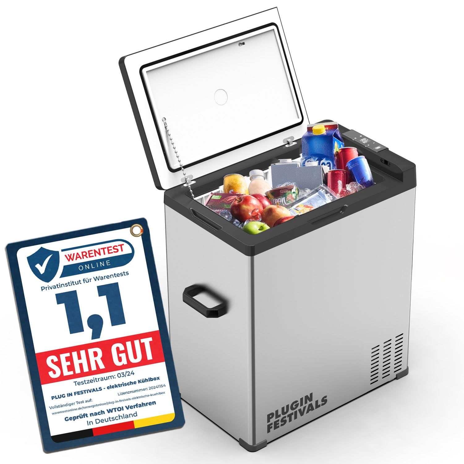 Tragbar, elektrische Kühlbox - Kompressor Gefrierbox bis -20 Grad - Kühlbox Auto - Camping Kühlschrank - Powerstation zum Kühlen - 12V 230V - 65 Liter Angebot bei HelloDeals