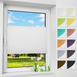 Allesin Plissee ohne Bohren Plissees Klemmfix Weiß 90x120cm(BxH), Plisseerollo Faltrollo mit Klemmträger, Jalousie Rollos für Fenster und Tür, Sichtschutz und Sonnenschutz B90 x H120 cm Weiß Angebot bei HelloDeals