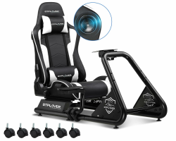 GTPLAYER Simulator Cockpit, SIM Racing Cockpit, rennsimulator lenkradständer mit Lautsprechern, Lenkrad und Pedalablage Weiß Angebot bei HelloDeals