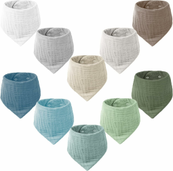 Muslin Baby Lätzchen,10 Stück Sabberlätzchen Baby,Muslin Dreieckstuch Baby,Super Saugfähige Bio-Baumwoll Halstuch Baby,Lätzchen für Säugling Kleinkinder Mehrfarbig Grün Angebot bei HelloDeals