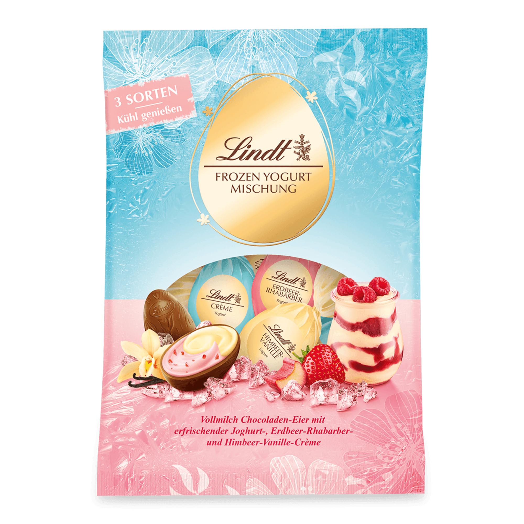 Lindt Schokoladen Joghurt Eier Mix | 3 x 140 g | Vollmilch Joghurt Eier, 3 Sorten: Himbeere-Vanille, Erdebeer-Rhabarber, Joghurt-Creme | Oster Schokolade | Schokoladengeschenk | Ostereier | Schokoeier Joghurt-Eier 3er Pack (3 x 140g) Angebot bei HelloDeals
