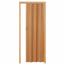 tectake® Schiebetür Komplettset, Lamellentür, Falttür, Tür 80x203 cm, Raumtrenner mit Laufschiene, Vorhang gegen Zugluft, Klapptür als Kälteschutz, Schallschutz, Holz Optik - Nussbaum Angebot bei HelloDeals
