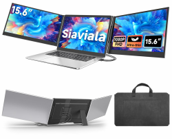 15,6" Laptop Bildschirm Erweiterung, 1080P FHD Triple Laptop Screen Extender, Ultra-dünner Monitor erweiterung für 13-17,3” Laptops, HDMI/USB C Plug&Play-Zweitbildschirm für Win/Mac/Android Angebot bei HelloDeals
