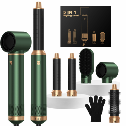 OKWRAP Hair Styler Set Stylingbürsten Hairstyler 5 in 1 Haarstyler, Airstyler Air Curlers Föhn 5 in 1 Mit Rundbürstenföhn Haarstyler Warmluftbürste Föhn Lockenstab Luft Für Glätten, Volumen, Locken Grün Gold Angebot bei HelloDeals