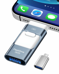 ZARMST 256GB USB Stick für Phone, 4-in-1 Speicherstick für Phone/Pad/Android Smartphone/PC, USB 3.0 Stick zur Schnellen Datenübertragung, Externer Vielseitiger Fotostick Flashlaufwerk, Blau Blau 256 GB 1 Angebot bei HelloDeals