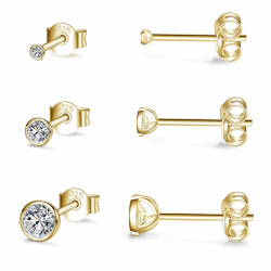 Kleine Ohrstecker für Damen Herren Mädchen - ohrstecker silber 925 gold silber winzige runde Zirkonia Sterling Silber Ohrstecker CZ kleine Knorpel Tragus Ohrringe (2/3/4/5 mm) Golden- 2/3/4mm Angebot bei HelloDeals