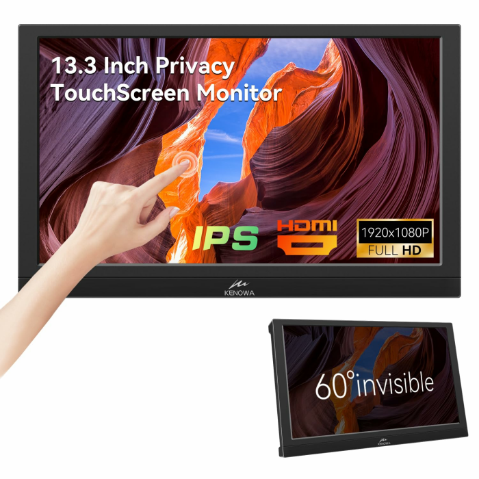 Kenowa 13,3 Zoll Tragbarer Monitor Touchscreen mit HDMI VGA Type-B Sichtschutz/Lautsprecher IPS Bildschirm FHD 1080P Touch Monitor für Computer Windows 7 11 OS Raspberry Pi,Laptop,Xbox,Mac Angebot bei HelloDeals