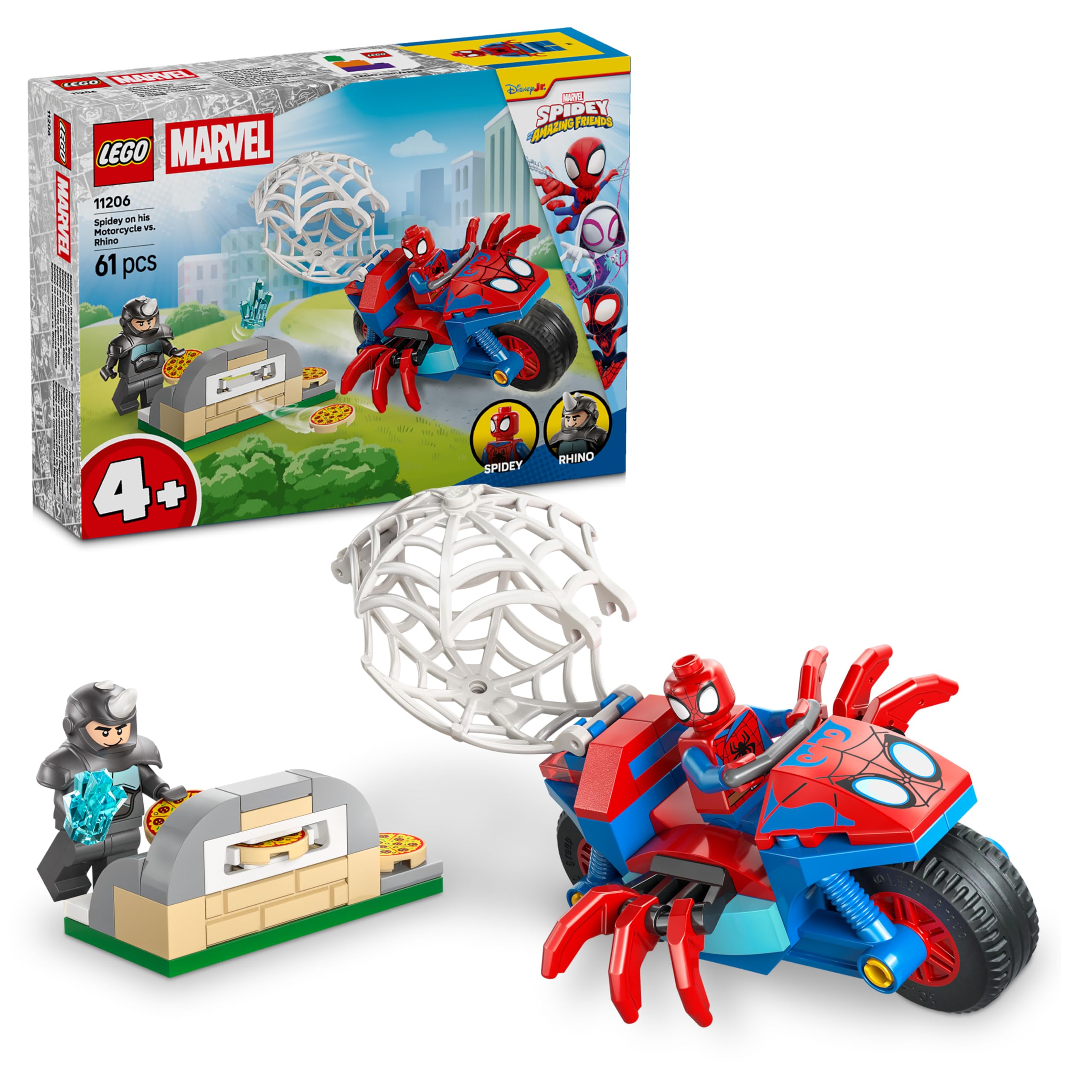 LEGO ǀ Marvel Spidey und Seine Super-Freunde Spidey auf Motorrad vs. Rhino - Superhelden Spielzeug mit Motorrad und 2 Minifiguren - Geschenk für Jungen ab 4 Jahren und Fans der Serie - 11206 Angebot bei HelloDeals
