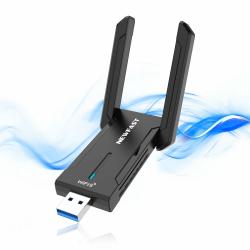 NEWFAST 5400Mbps USB WLAN Stick for PC,Tri-Band (6GHz/5GHz/2.4GHz) WiFi Adapter Mit 2 * 5dBi High Gain Antennens,WiFi 6E Wireless Adapter,USB 3.0,MU-MIMO WPA3 Encryption,Only for Windows 10/11 Schwarz Angebot bei HelloDeals