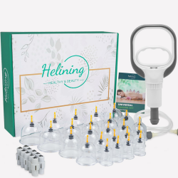 24 Stück Schröpfgläser mit Vakuumpumpe, Schröpfglas für Gesicht und Körper, Schröpfen zur Gegen Cellulite, Spannung und Entspannen Muskeln, Schröpfset mit Akupressurpunkt Magneten 24 Pcs Angebot bei HelloDeals