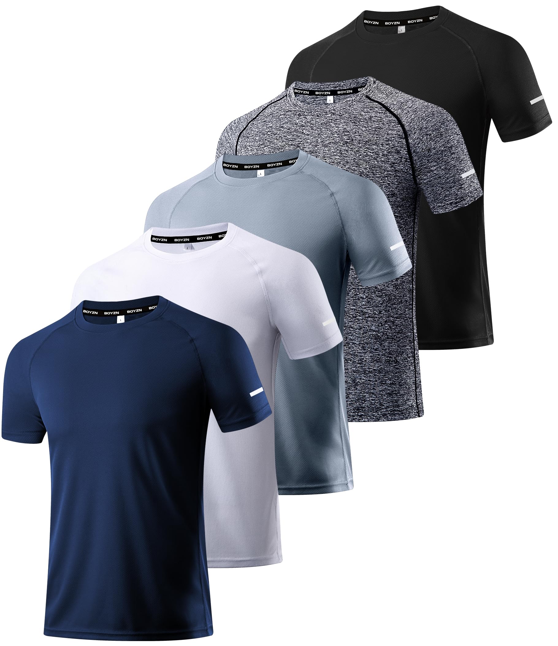 Boyzn 1, 3, 5 or 7er Pack Sport Tshirts Herren Kurzarm T-Shirts Funktionsshirt Laufshirt Schnelltrocknend Atmungsaktive Sport Shirt Sommer Fitnessshirt Trainingsshirt für Running Workout Bodybuilding S 5er Pack-schwarz/Grau/Heidekraut Grau/Weiß/Marine Angebot bei HelloDeals
