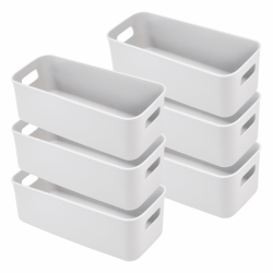 6 Stück Aufbewahrungsbox Klein Schmal 30cm, Kunststoffbox Organizer Box Aufbewahrung, Aufbewahrungskorb Kisten Schrank Schubladen Ordnungsboxen Basket Körbchen für Bad Küche (Grau) Angebot bei HelloDeals