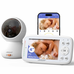 360 Grad Babyphone mit Kamera, 4'' IPS WLAN Video Babyfon, Nachtsicht, 2 Wage Audio, Bereich alarme, Temperatur, 500m hohe Reichweite Baby Kamera und APP ohne ABO VB816pro-de Angebot bei HelloDeals