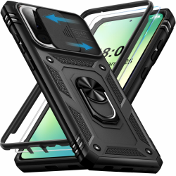 Giyer Panzerhülle für Samsung Galaxy A56 5G Hülle mit Schutzfolie, Handyhülle A56 5G Case mit Kameraschutz 360° Metall Ring Ständer, Stoßfest Schutzhülle für Samsung A56 5G Cover Tasche (Schwarz) Galaxy A56 Schwarz Angebot bei HelloDeals