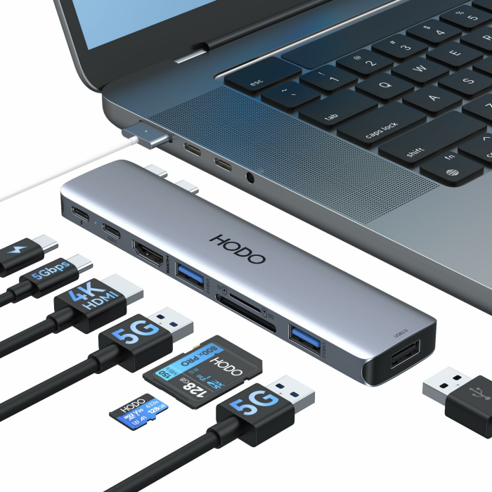 HODO USB C Hub Adapter für MacBook Pro Air, Mac Zubehör 8 in 2 mit 4K HDMI,Thunderbolt 3 Port, USB 3.0/2.0, SD und TF Kartensteckplatz für M3 M2 M1 2024 2023 2022 2021 USB C Hub 8-in-2 mit HDMI Angebot bei HelloDeals