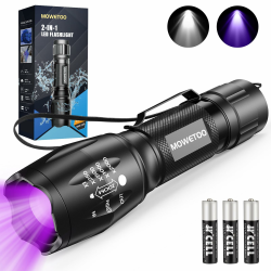 Taschenlampe, UV Lampe 2 in 1 Schwarzlichtlampe, 395nm Ultraviolette 4 Modi, Detektor für Unechte Banknoten, Urin von Hunde und Andere Haustiere Urin-Detektor, Inklusive 3 AAA Batterien 40W Angebot bei HelloDeals