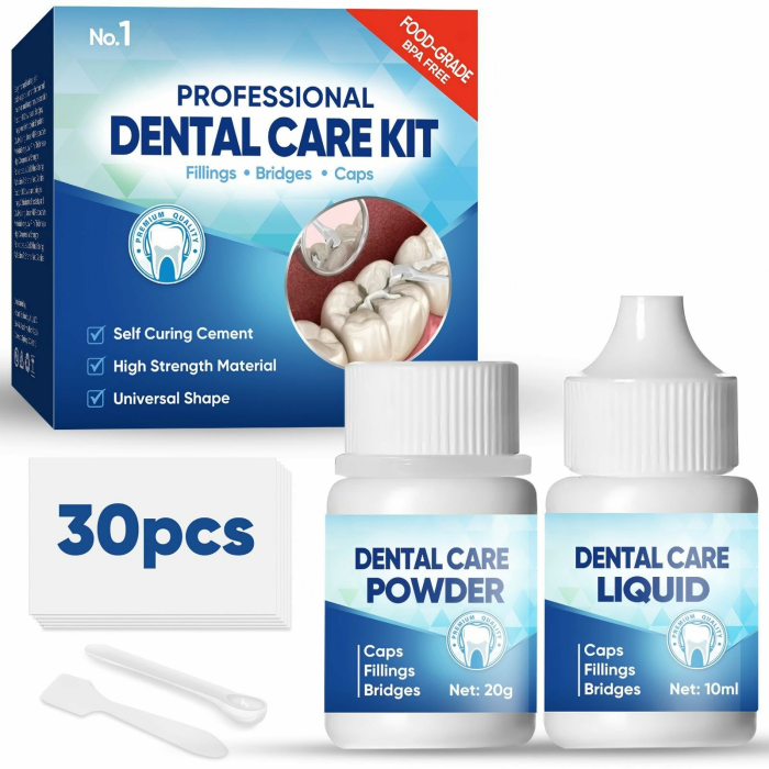 Zahnreparatur-Set für temporäre Zahnfüllungen, Komplettset mit Füllpulver & Haftgel – Selbstreparatur von Karieslöchern, Zahnrissen und Füllungsverlust Angebot bei HelloDeals