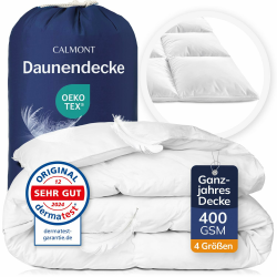 CALMONT - Daunen Bettdecke I Daunendecke 155x220 I 100% extra weiche Federn & Daunen | Fachärztlich geprüft für Allergiker | Oeko-Tex (155 x 220 cm, Ganzjahresdecke) Ganzjahresdecke 155 x 220 cm Angebot bei HelloDeals