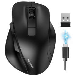 TECKNET Maus Kabellos, Bluetooth Maus Aufladbar mit 3 Gerät (2*Bluetooth+USB), 4800DPI, 6 Tasten, Silent Funkmaus Ergonomische für Laptop/PC/Tablet/MacBook, Schwarz Angebot bei HelloDeals