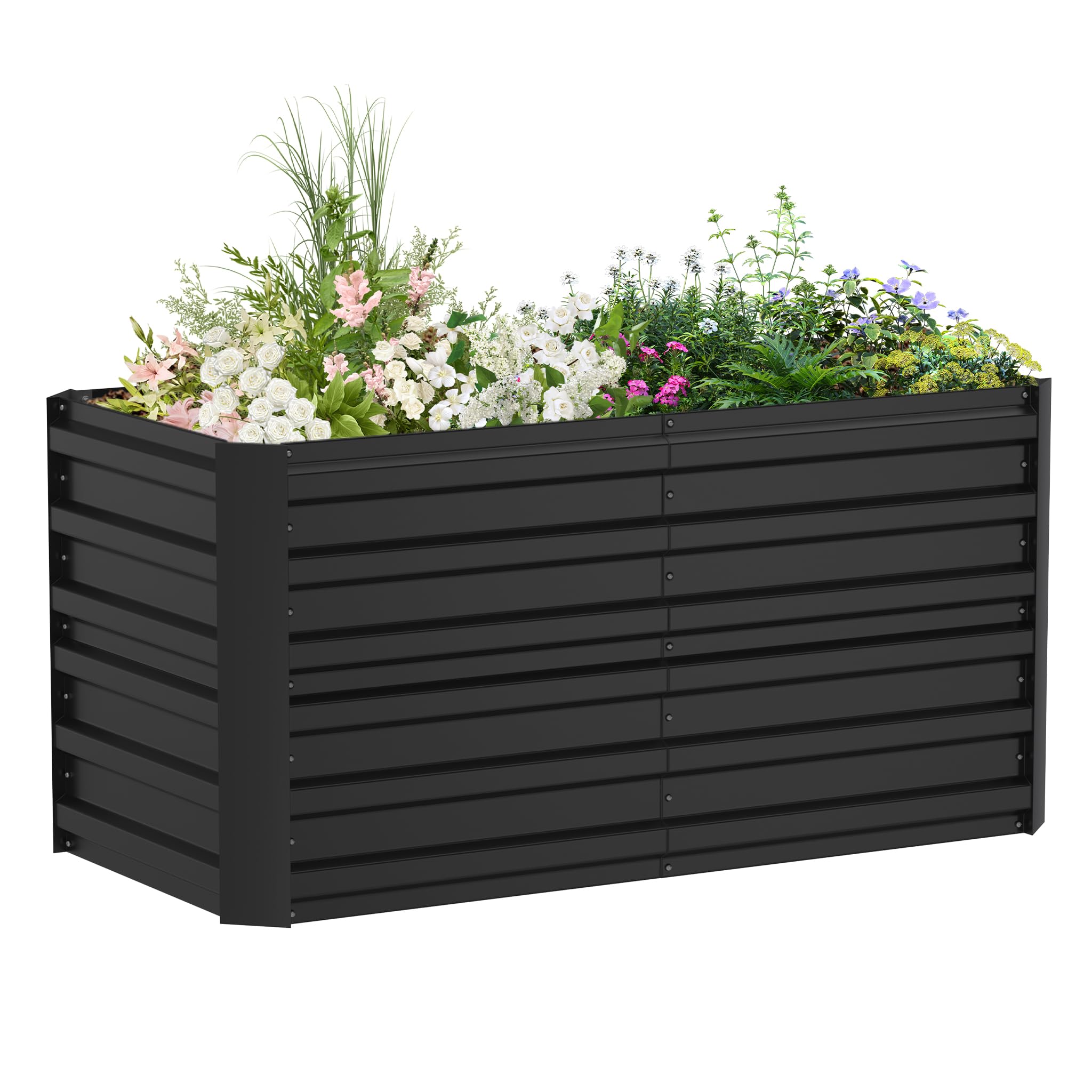 Hochbeet Metall,975L Pflanzkasten Hochbeete für Garten,Rostfreies Stahlblech Kräuterbeet, Verzinktes Gemüsebeet Pflanzenbeet zum Anbau von Gemüse, Blumen, 180x90x58 cm Rechteckigl,Schwarz M Rechteckigl-schwarz 180x90x58cm Angebot bei HelloDeals