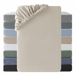 SOULFUL Spannbettlaken 180x200cm, 100% Gewaschene Baumwolle Bettlaken Spannbetttuch bis 25cm Matratzenhöhe, Atmungsaktiv mit Leinenartigem Griff, öKotex Zertifiziert-Kamel Beige Kamel Beige 180x200x30cm Angebot bei HelloDeals