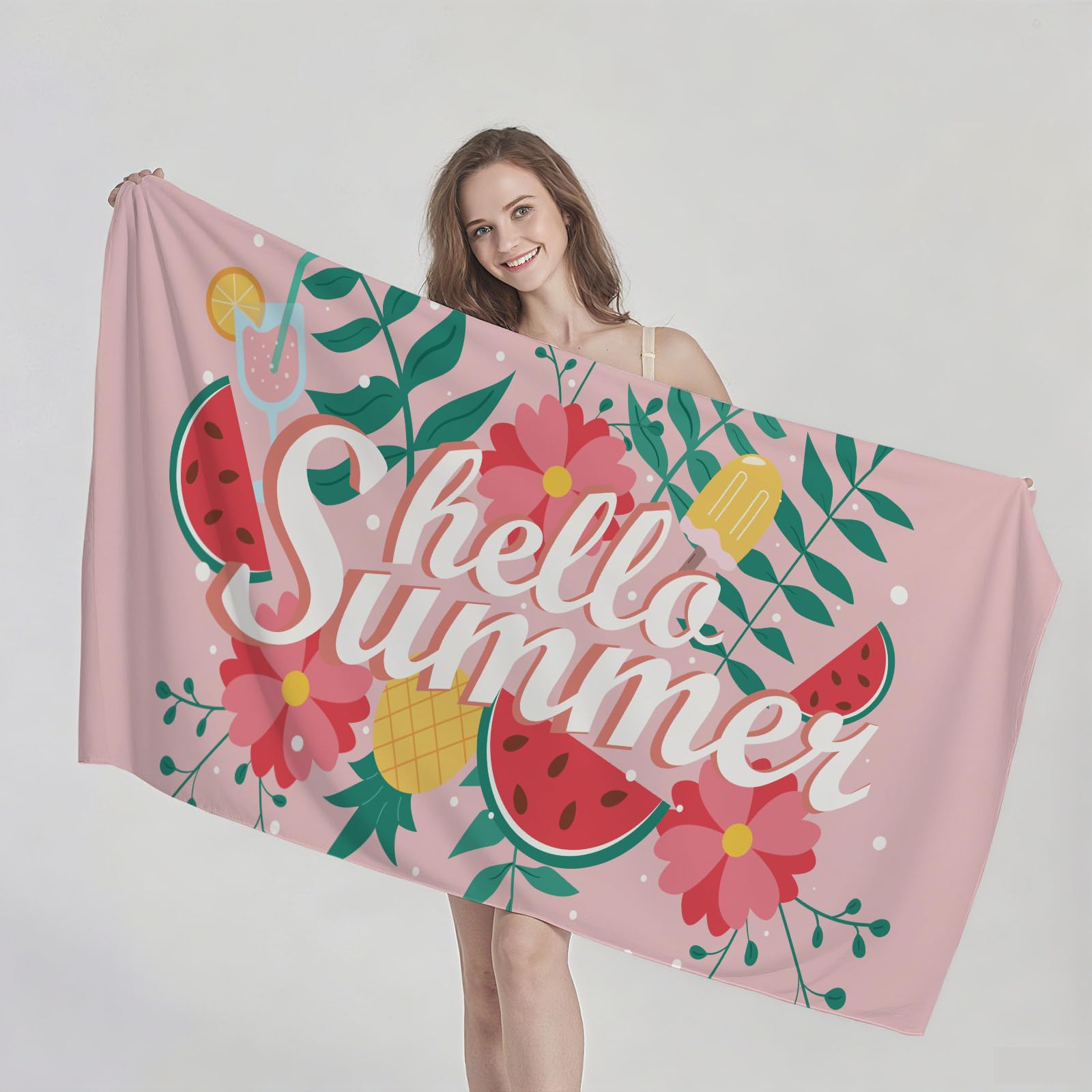 Frucht-Muster Duschtücher, 180x90cm Duschtücher XXL, Hautverträglich strandtücher groß, Saugfähig 90 x 180 cm Die Obst Angebot bei HelloDeals