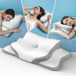Nackenkissen Kopfkissen, Memory Foam Kissen. Nackenstützkissen, Ergonomisches Kopfkissen. Pillow Kissen für Seiten, Rücken & Bauchschläfer (1er Pack) White Angebot bei HelloDeals