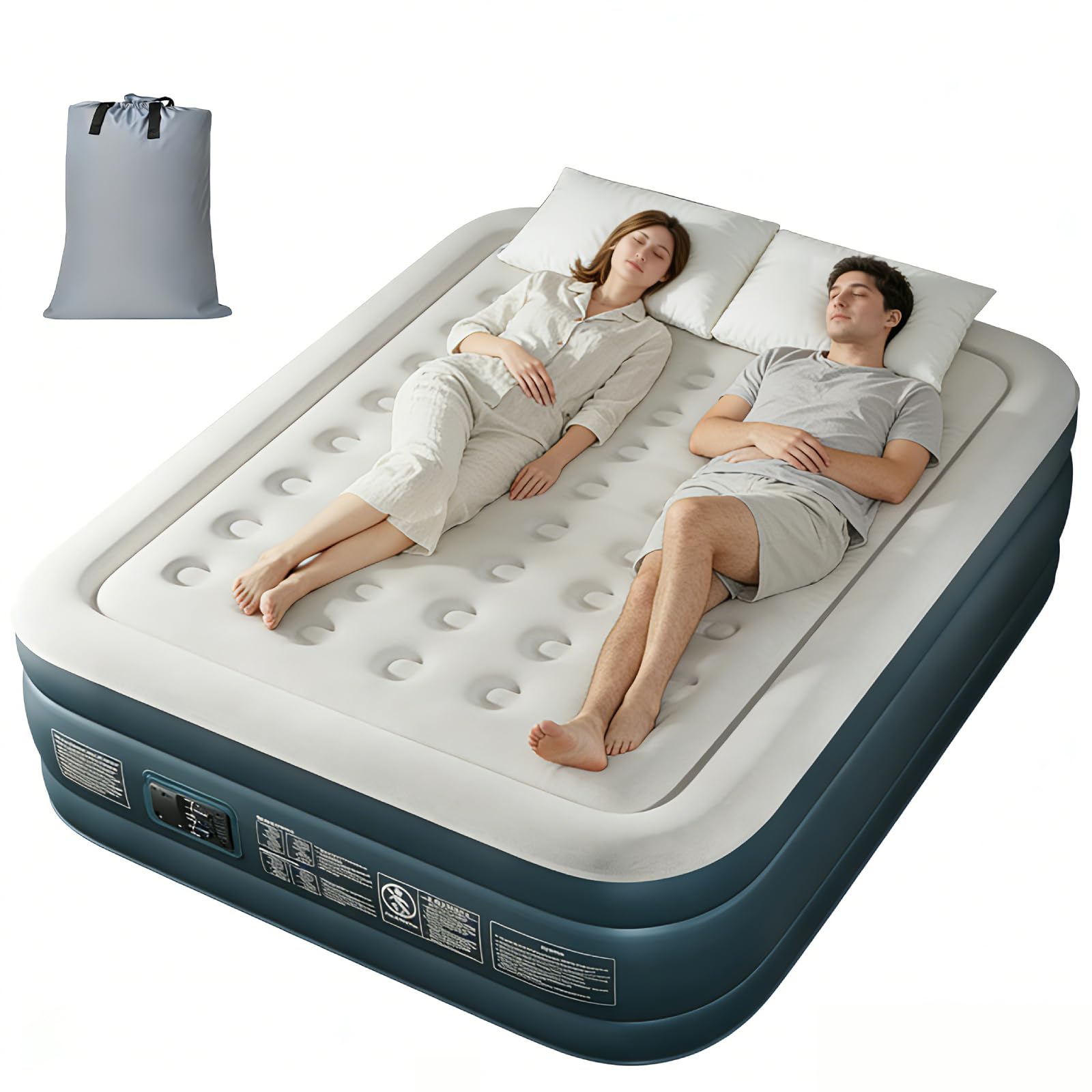 LEADZM Luftbett 2 Personen, Luftmatratze Selbstaufblasend Doppel mit eingebauter elektrischer Pumpe,203x152x46 cm,Gästebett in 4 Minuten aufgeblasen,295 Kg Belastbarkeit,Flockoberfläche & PVC,Grau Grau&dunkelgrau Doppel Angebot bei HelloDeals